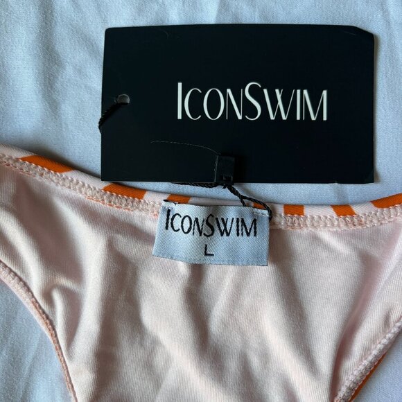 Icon Swim One Piece Peach/Orange Animal Print Racerback Open Front L‎ - Picture 6 of 7